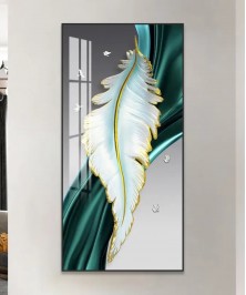 Light Luxury Crystal Painting Green Feather